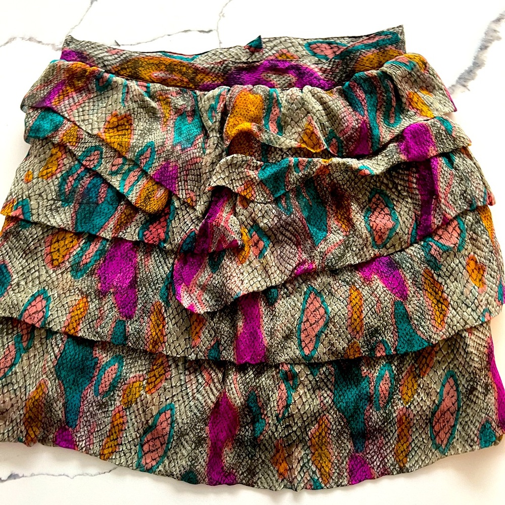 Antik Batik, beautiful multi coloured, ruffle skirt, size 36.